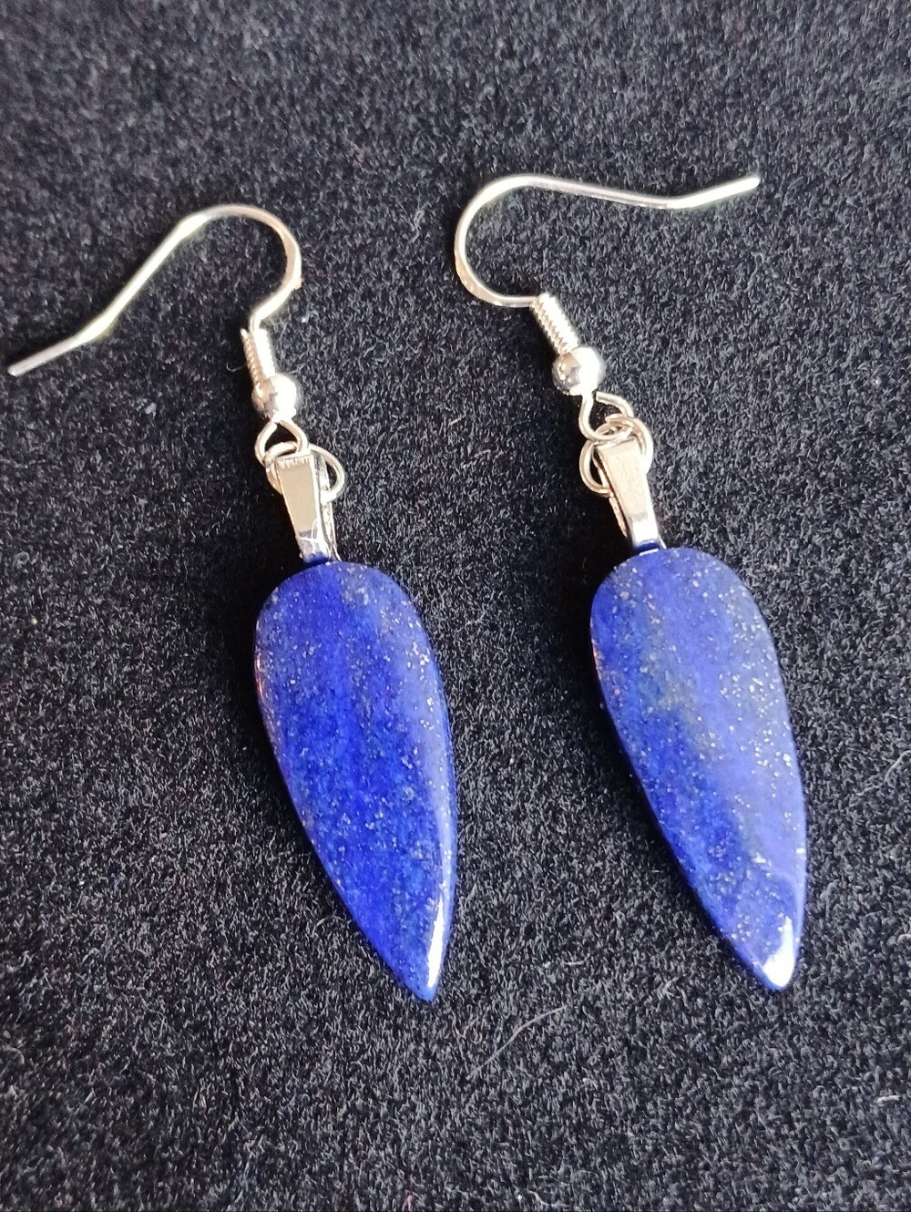 Sterling silver blue lapis teardrop cabochon dangle earrings new handmade
